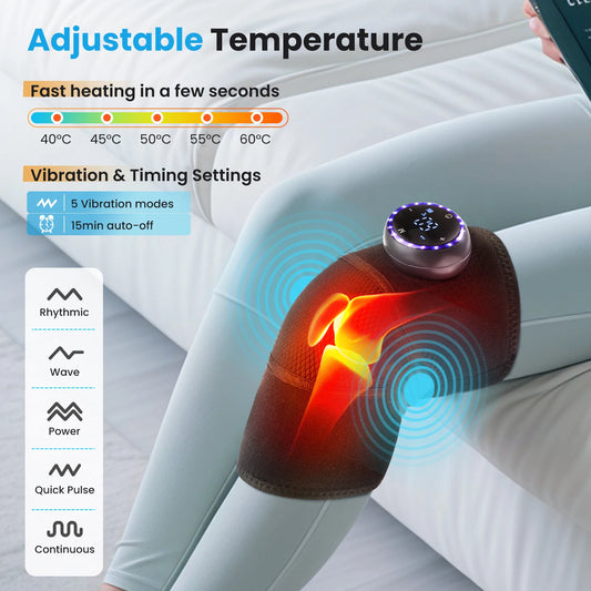 Massageador de Joelho com Calor e Vibração — Fisioterapia para Artrite e Dores Articulares