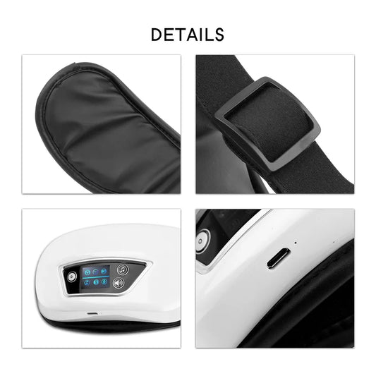 Massageador de Olhos Premium — 9 Airbags, Calor Infravermelho e Bluetooth