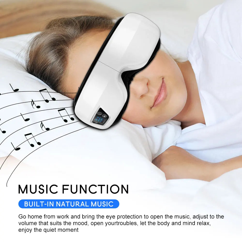 Massageador de Olhos Premium — 9 Airbags, Calor Infravermelho e Bluetooth