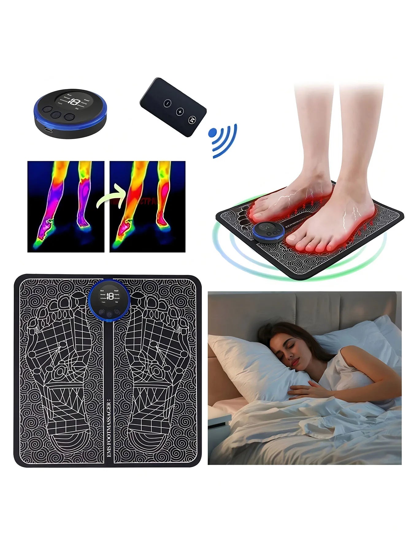 Massageador Elétrico de Pés Recarregável Plus — Relaxamento e Circulação