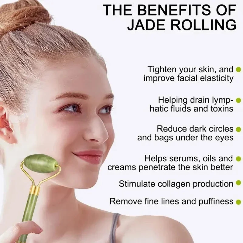 Kit Gua Sha e Rolo de Jade para Rosto