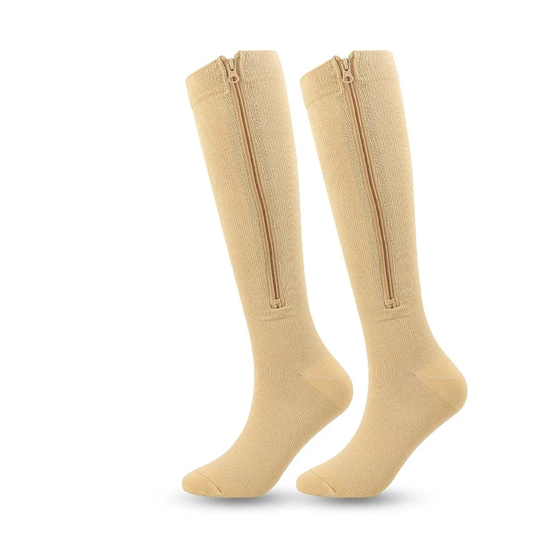 Compression Stockings Sports Pressure Long Cycling Socks Zipper Professional Leg Support Thick Women Varicose Vein Socks