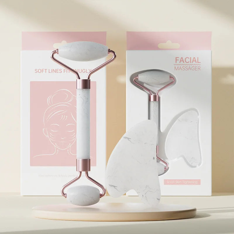 Rolo Massageador Facial e Gua Sha em Resina