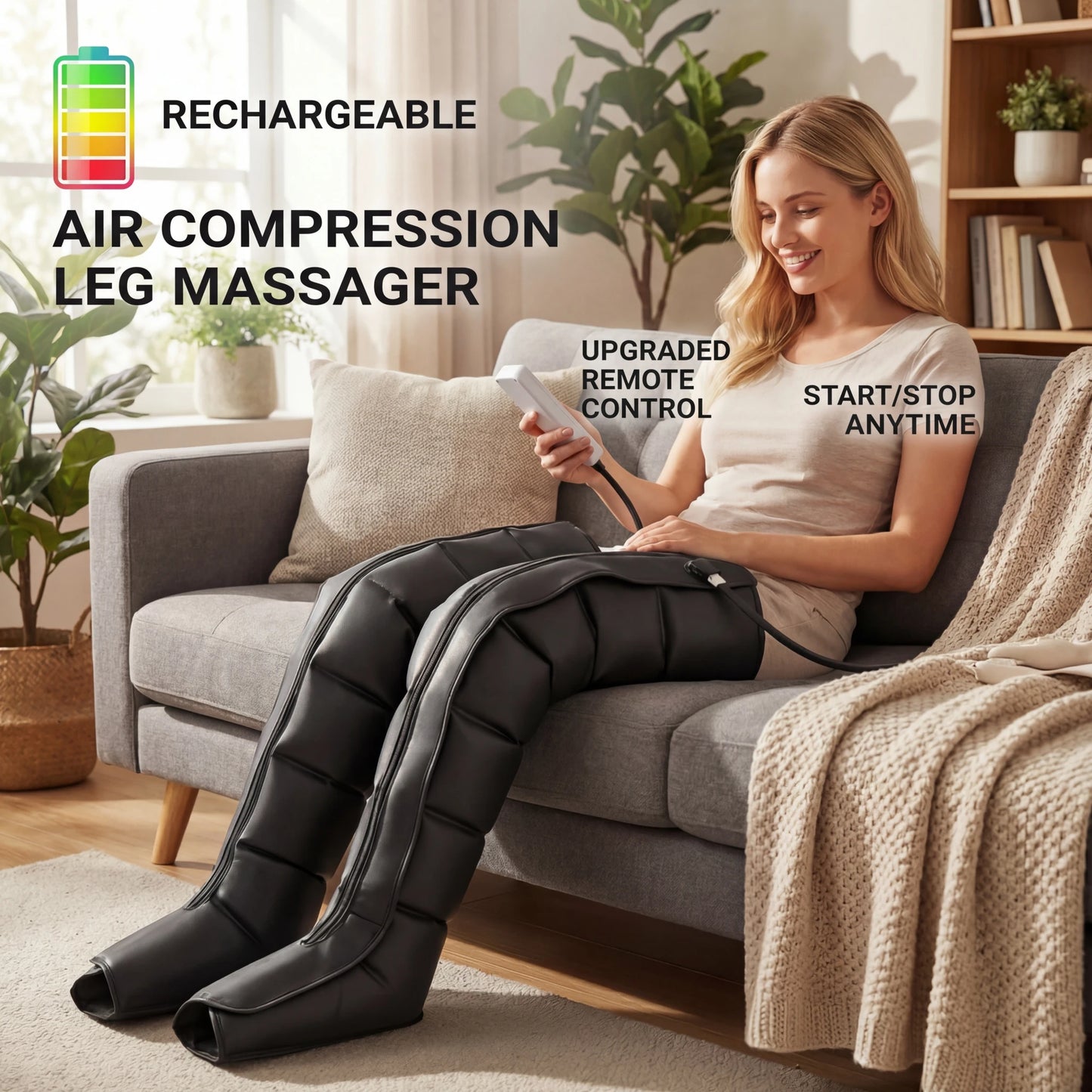 Botas Massageadoras de Pernas com Compressão de Ar
