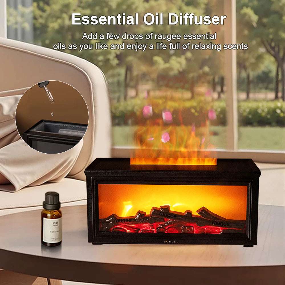 Difusor de Aromaterapia Ultrassónico com Efeito Chama — Humidificador e Óleos Essenciais | AlivioPrime