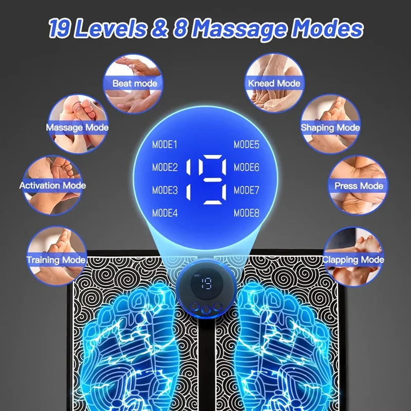 Tapete Massageador EMS para Pés — Eletroestimulação e Alívio Muscular