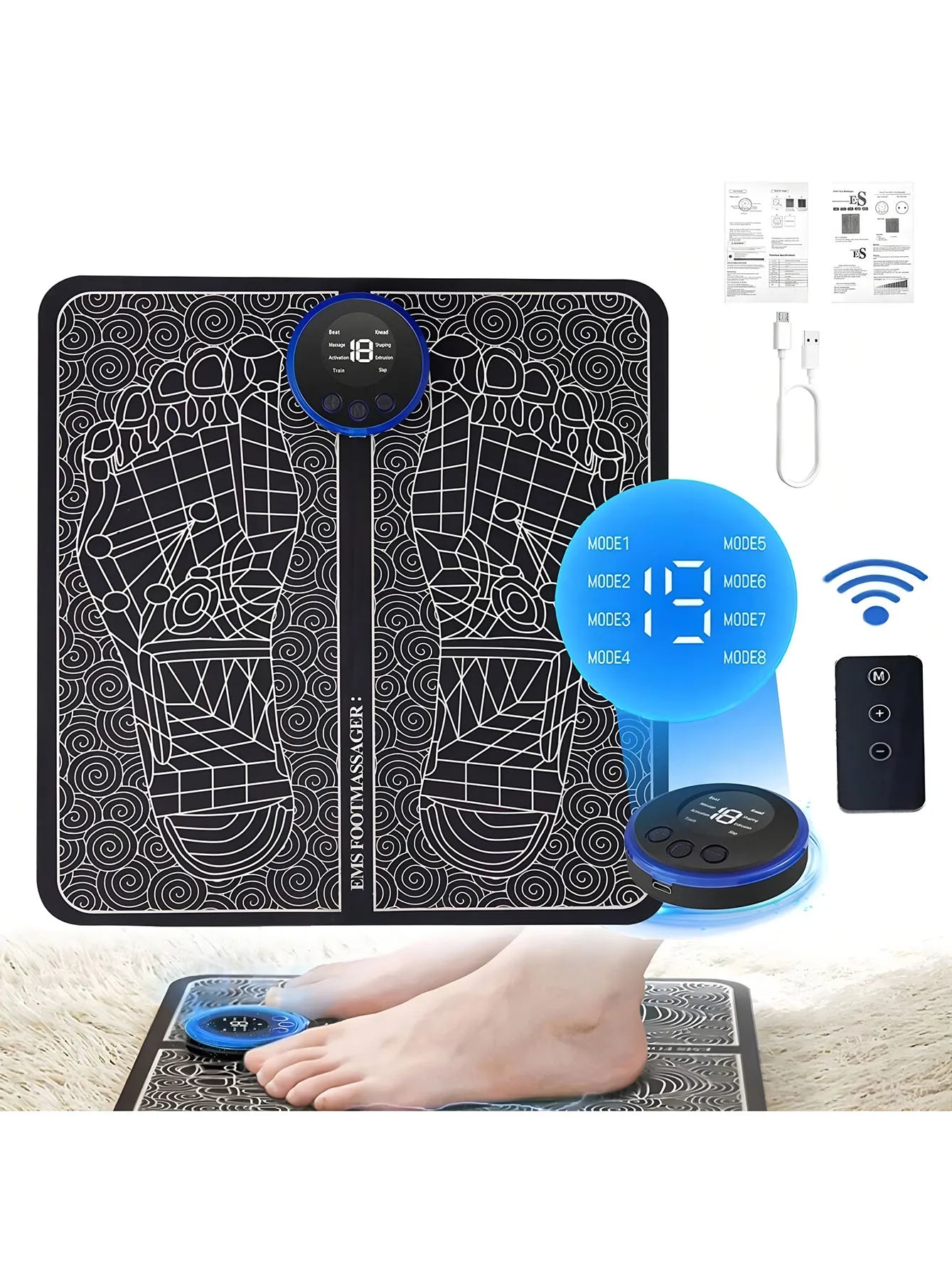Massageador Elétrico de Pés Recarregável Plus — Relaxamento e Circulação