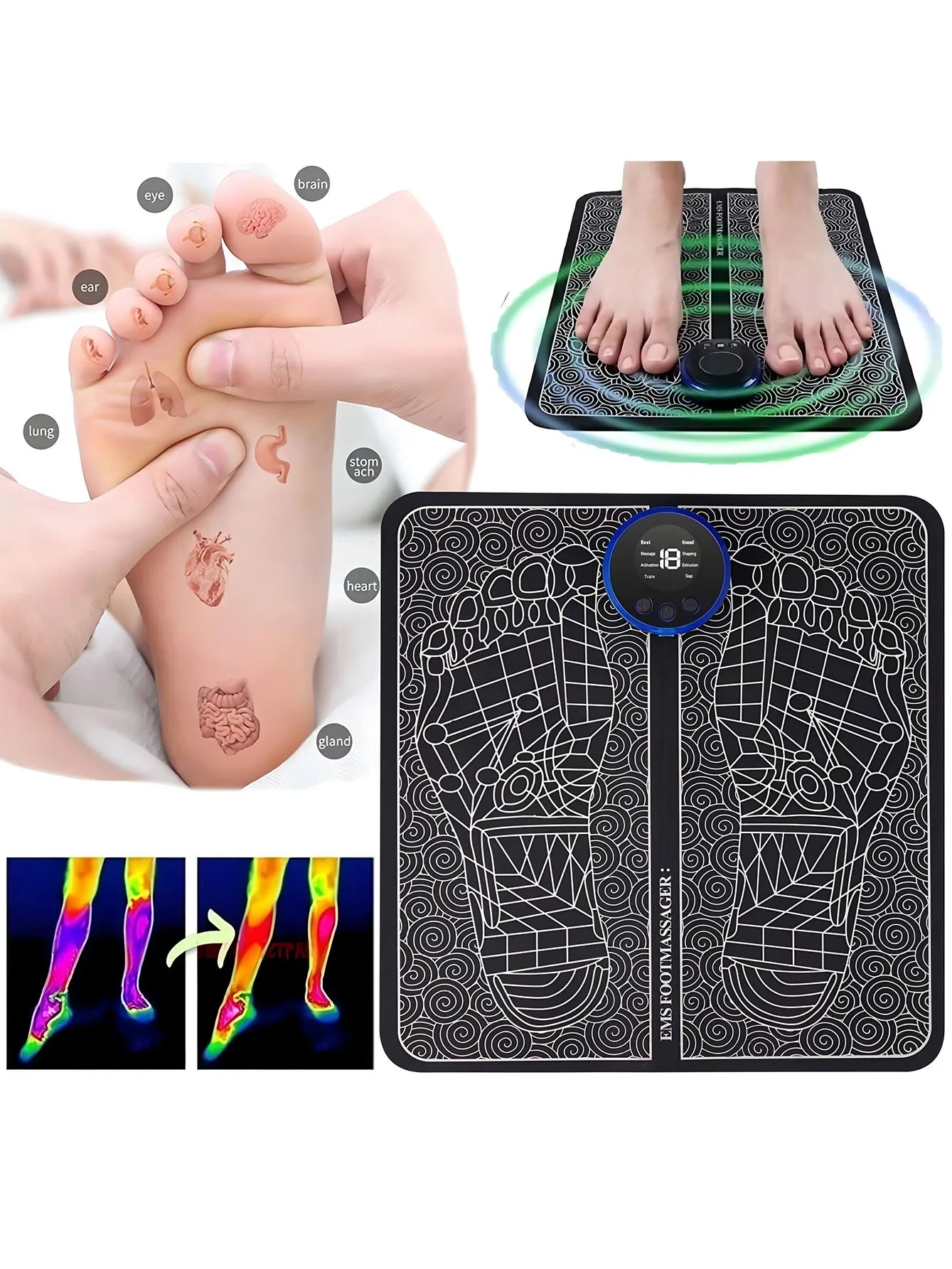 Massageador Elétrico de Pés Recarregável Plus — Relaxamento e Circulação