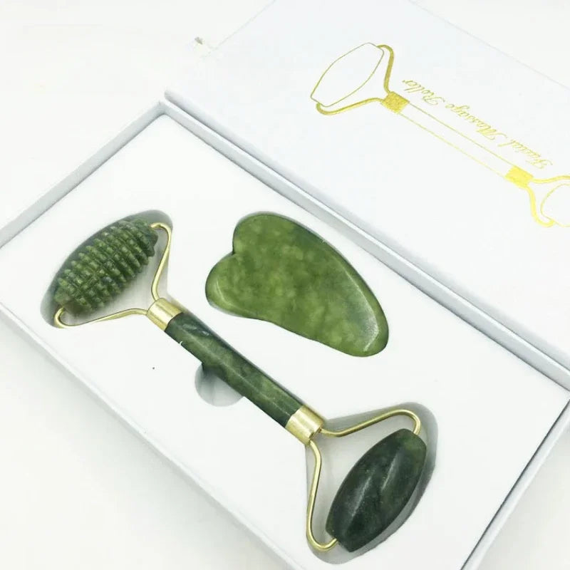 Kit Gua Sha e Rolo de Jade para Rosto