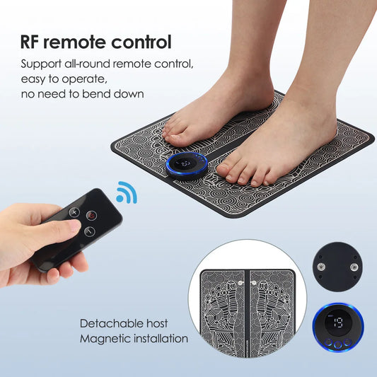 Almofada EMS de Massagem para Pés — 8 Modos e 19 Níveis de Intensidade