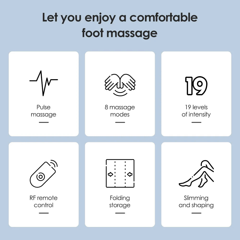 Almofada EMS de Massagem para Pés — 8 Modos e 19 Níveis de Intensidade