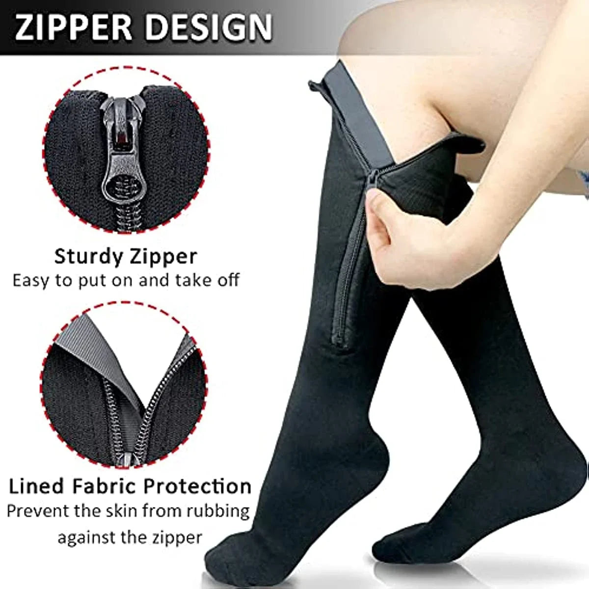 Compression Stockings Sports Pressure Long Cycling Socks Zipper Professional Leg Support Thick Women Varicose Vein Socks