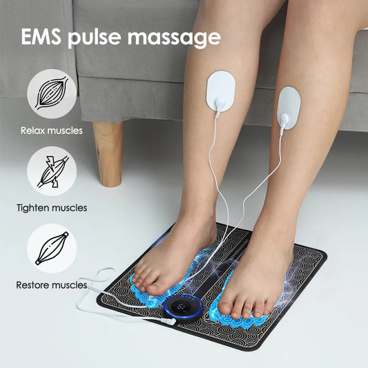 Almofada EMS de Massagem para Pés — 8 Modos e 19 Níveis de Intensidade