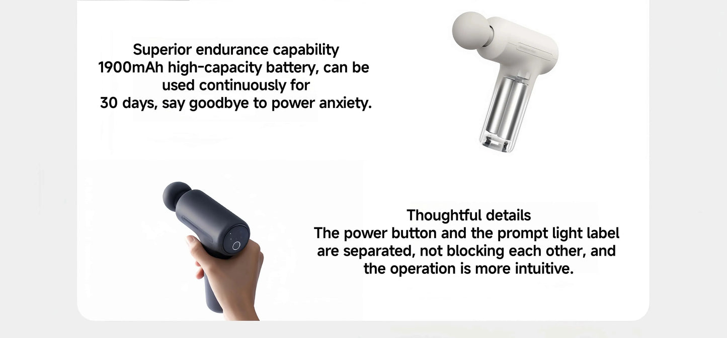 Mini Pistola de Massagem Xiaomi Mijia 3 — Motor Brushless Silencioso e Portátil