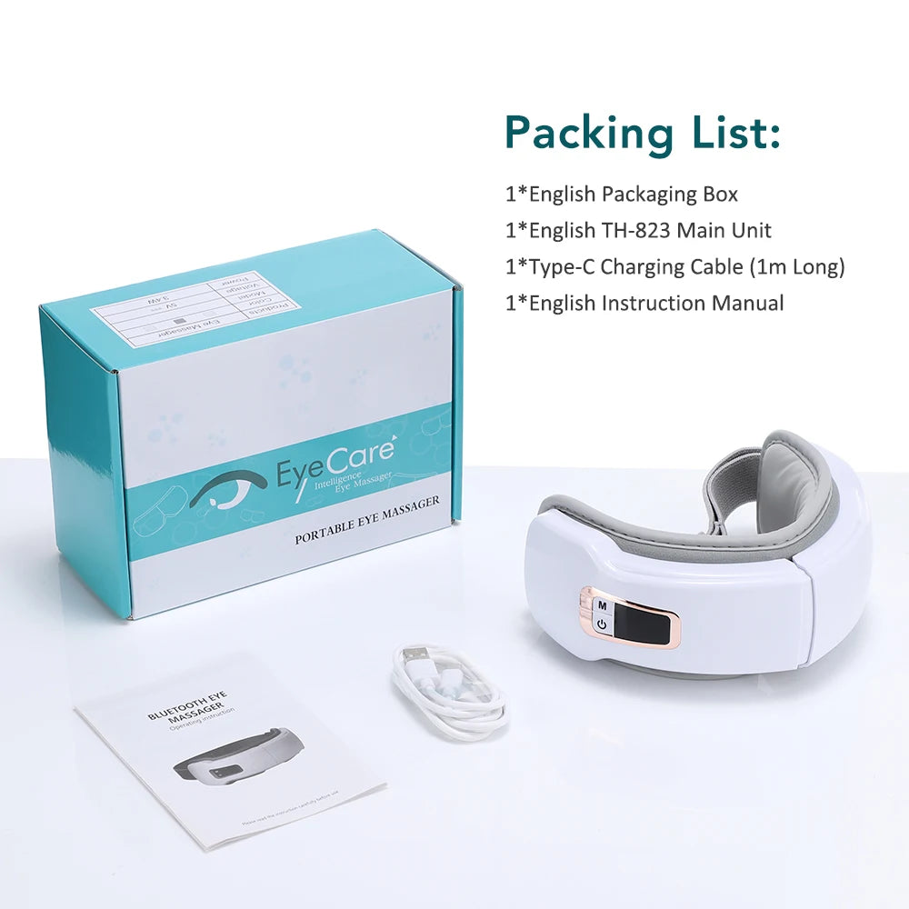 Massageador de Olhos Inteligente — 5 Modos, Calor e Música Bluetooth