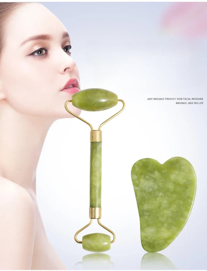 Kit Gua Sha e Rolo de Jade para Rosto