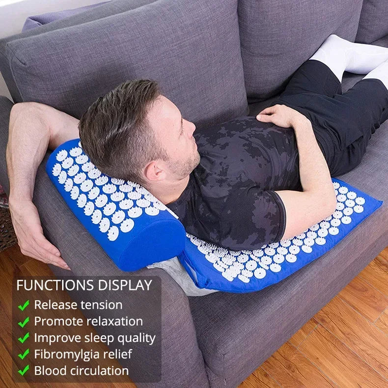 Conjunto Tapete e Almofada de Acupressura — Relaxamento e Bem-Estar