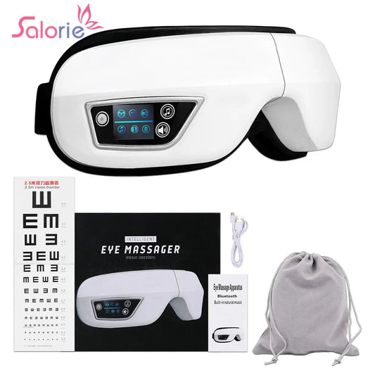 Massageador de Olhos Premium — 9 Airbags, Calor Infravermelho e Bluetooth