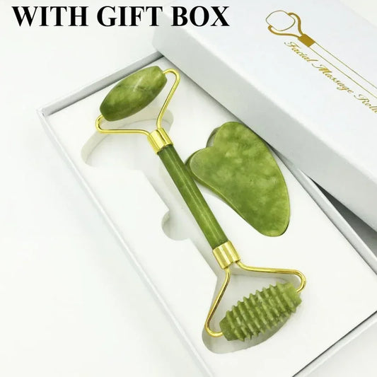 Kit Gua Sha e Rolo de Jade para Rosto