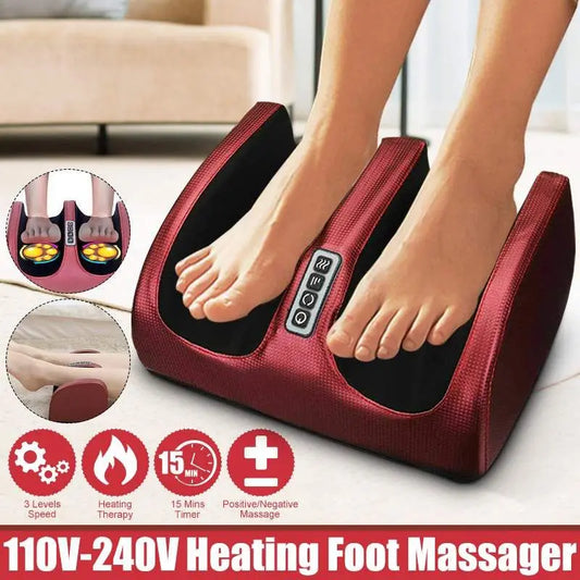 Massageador Elétrico de Pés Shiatsu Premium — 12 Bolas 3D, Calor e Controlo Remoto