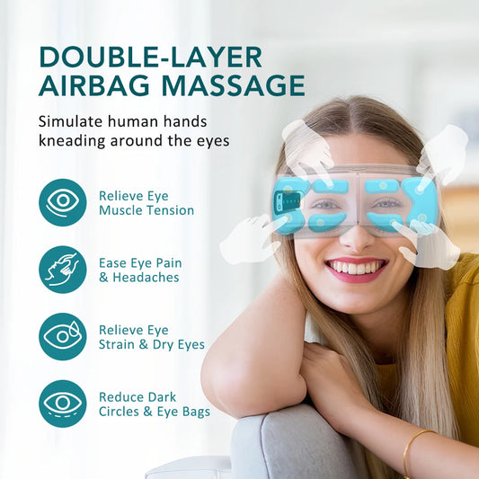 Massageador de Olhos Inteligente — 5 Modos, Calor e Música Bluetooth