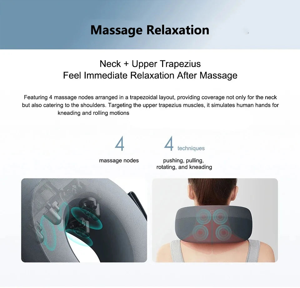 Massageador Cervical Inteligente Xiaomi Mijia — Vibração e Calor Constante 42°C