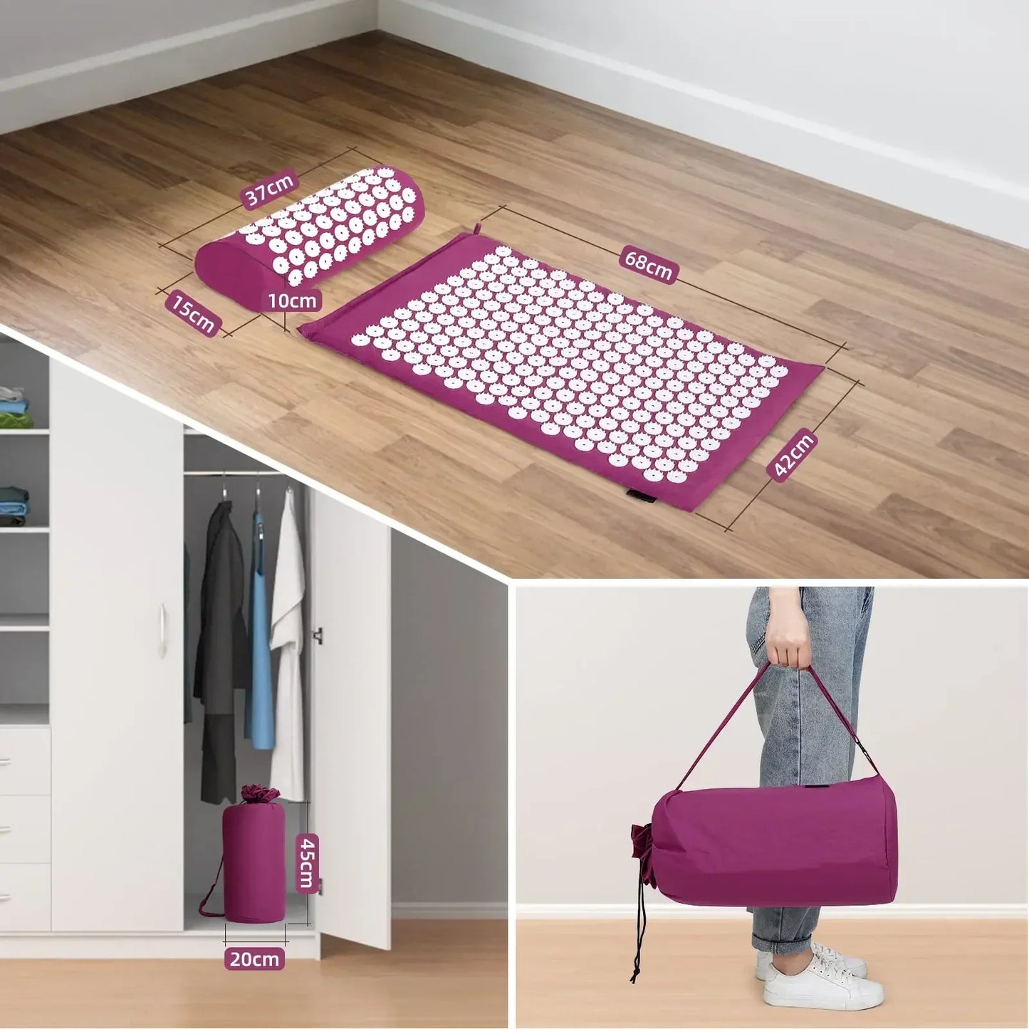 Conjunto Tapete e Almofada de Acupressura — Relaxamento e Bem-Estar