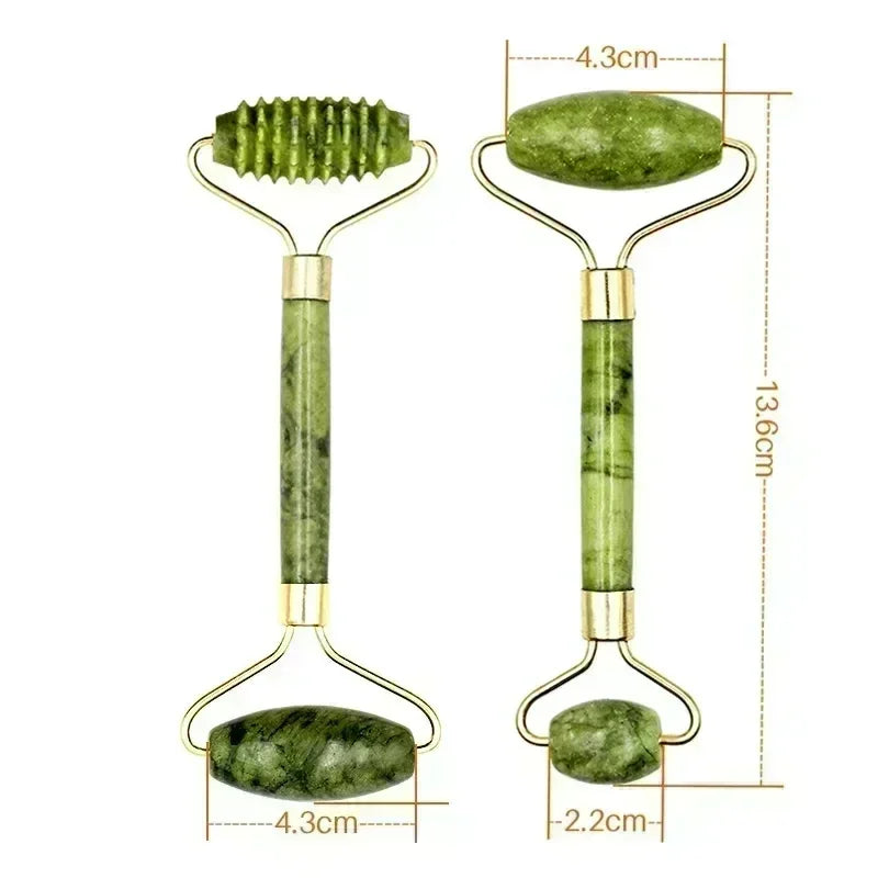 Rolo de Jade Natural e Gua Sha para Rosto e Pescoço