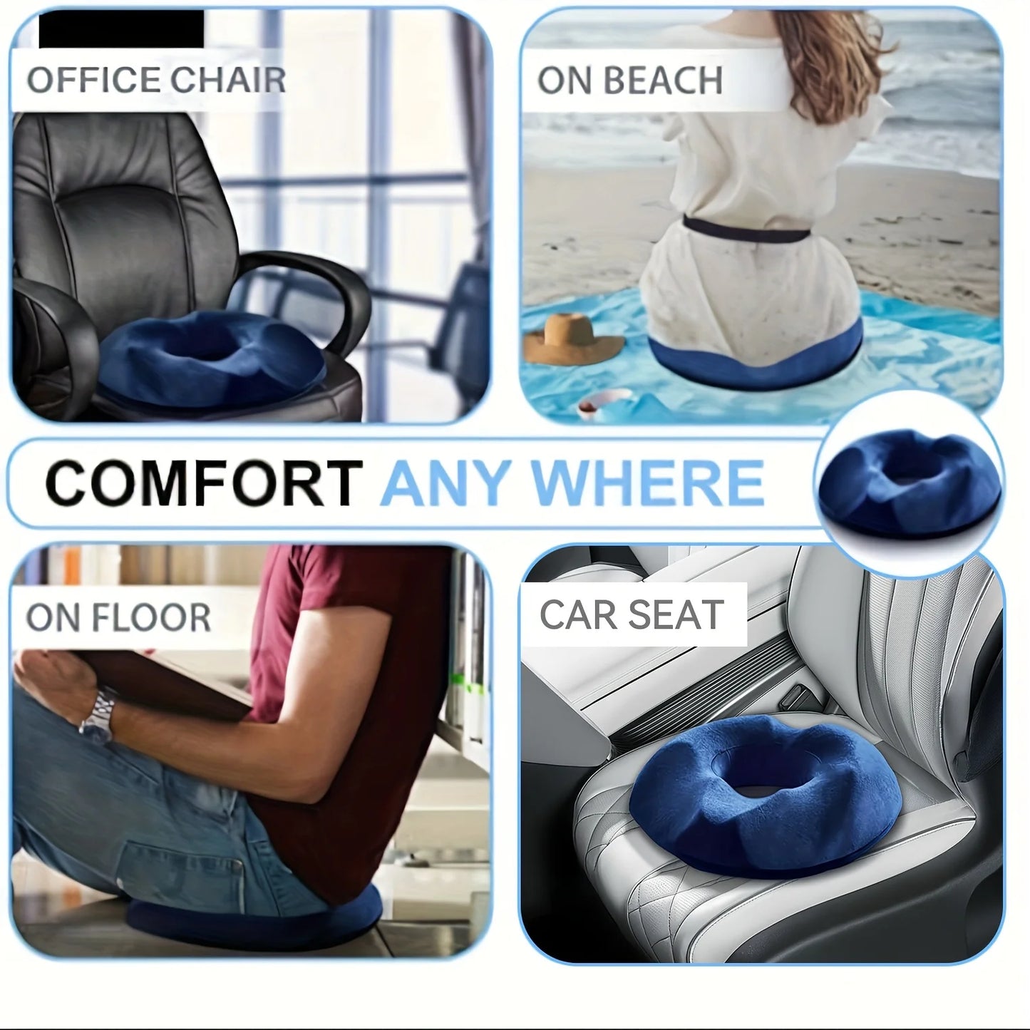 Almofada Ortopédica de Espuma de Memória — Alívio do Cóccix e Conforto Postural | AlivioPrime