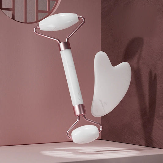 Rolo Massageador Facial e Gua Sha em Resina