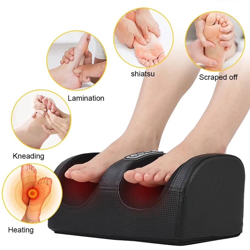 Massageador Shiatsu de Pés com Calor — 12 Bolas 3D e Compressão Térmica