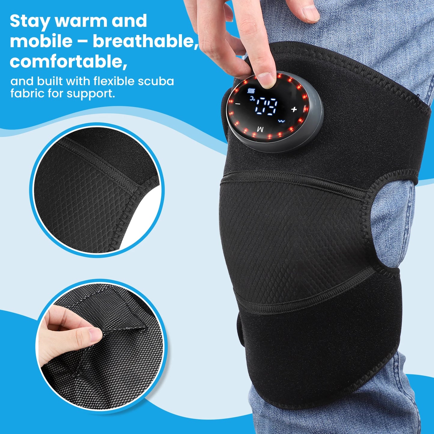 Massageador de Joelho com Calor e Vibração — Recuperação e Conforto Articular