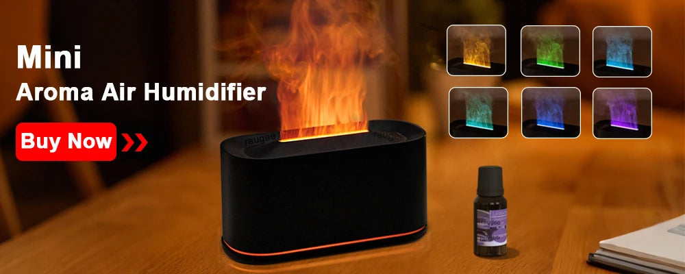 Difusor de Aromaterapia Ultrassónico com Efeito Chama — Humidificador e Óleos Essenciais | AlivioPrime