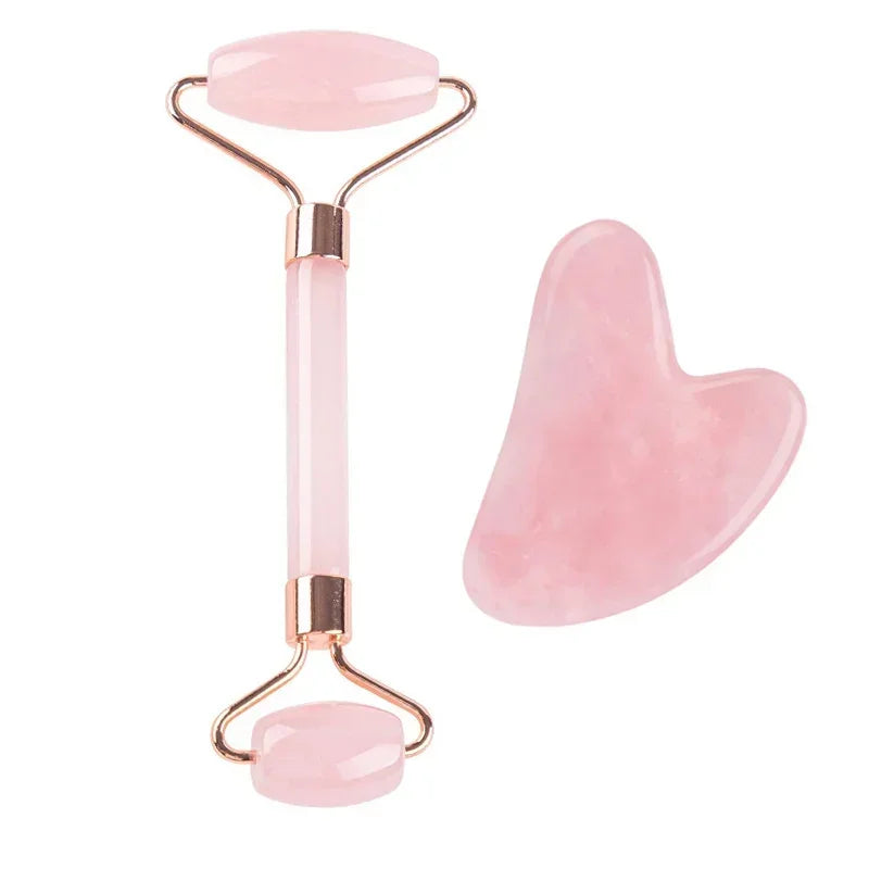 Rolo de Jade Natural e Gua Sha para Rosto e Pescoço