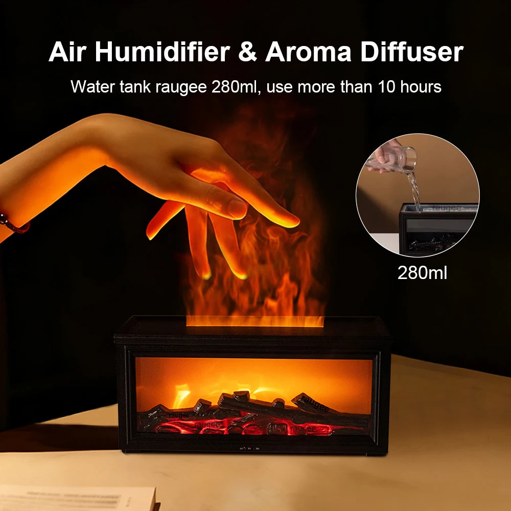 Difusor de Aromaterapia Ultrassónico com Efeito Chama — Humidificador e Óleos Essenciais | AlivioPrime