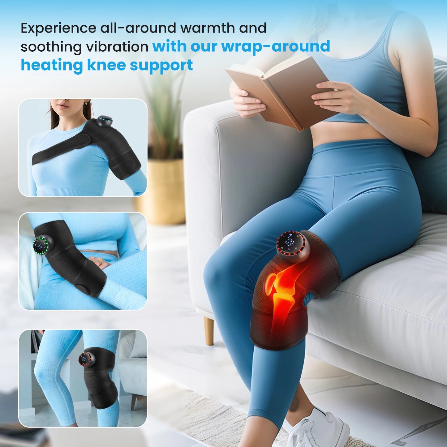 Massageador de Joelho com Calor e Vibração — Recuperação e Conforto Articular