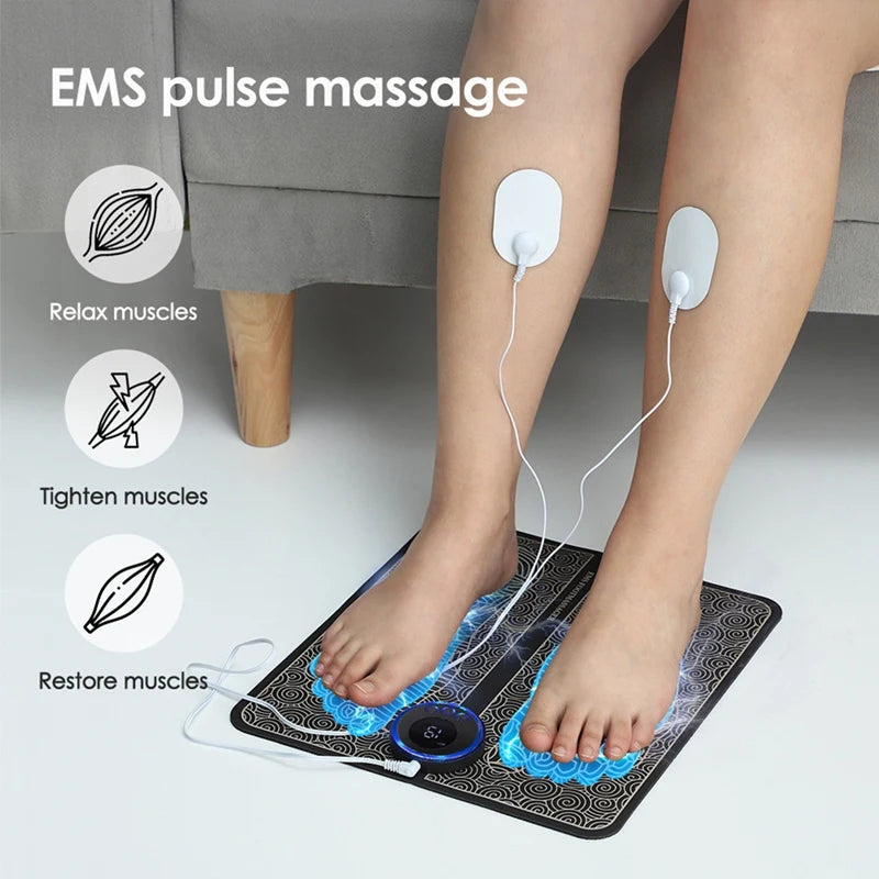 Tapete Massageador EMS para Pés — Eletroestimulação e Alívio Muscular