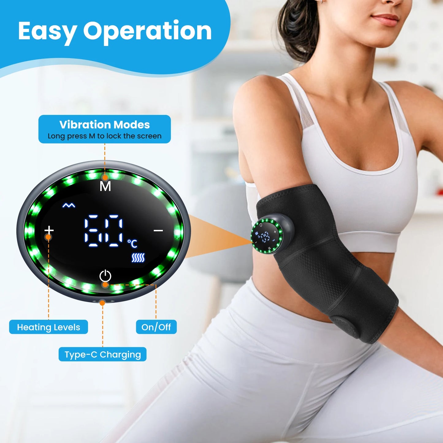 Massageador de Joelho com Calor e Vibração — Recuperação e Conforto Articular