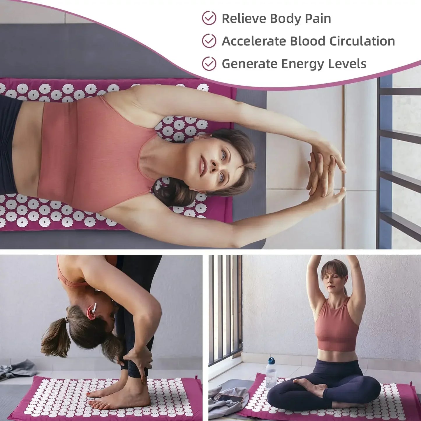 Conjunto Tapete e Almofada de Acupressura — Relaxamento e Bem-Estar