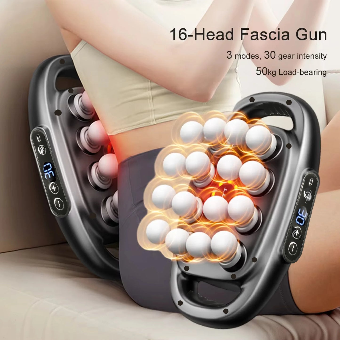 Pistola de Massagem Pro com 16 Cabeças