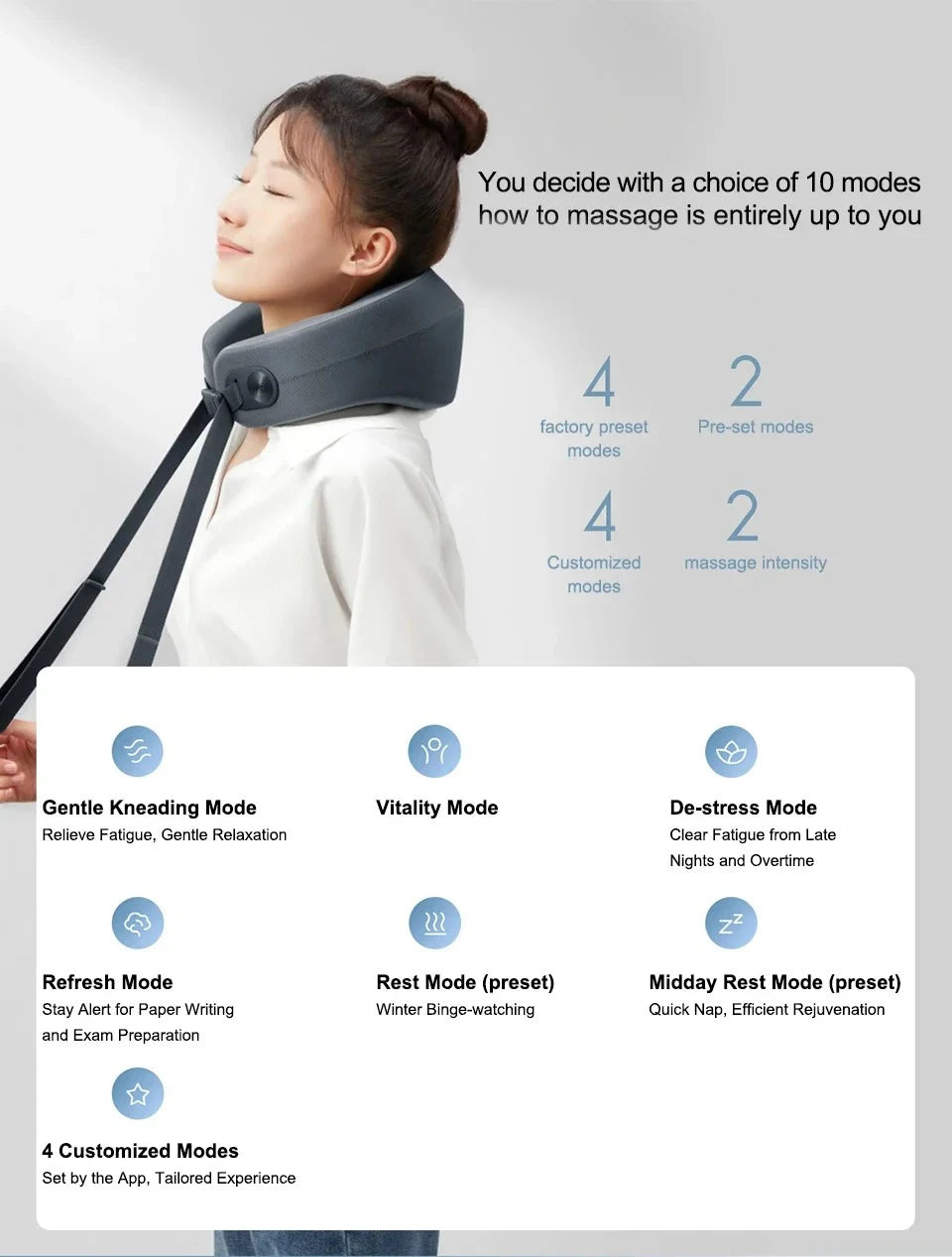 Massageador Cervical Inteligente Xiaomi Mijia — Vibração e Calor Constante 42°C
