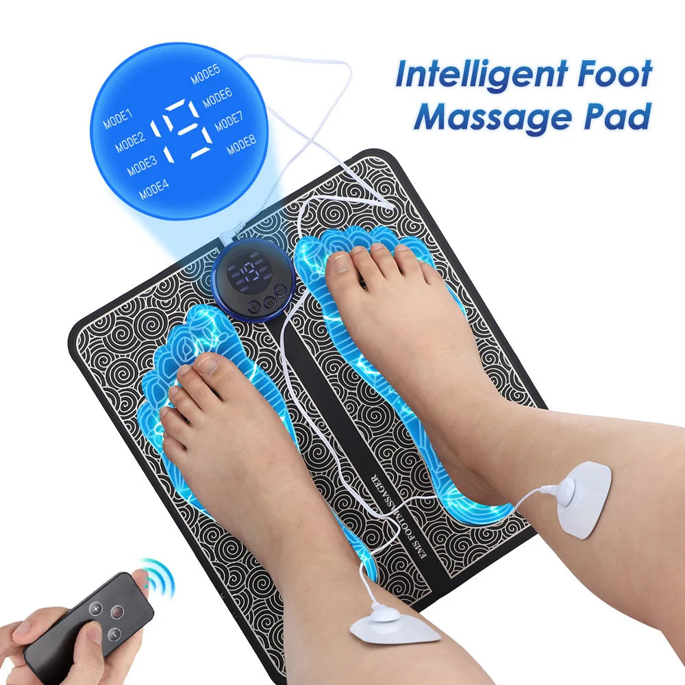 Almofada EMS de Massagem para Pés — 8 Modos e 19 Níveis de Intensidade