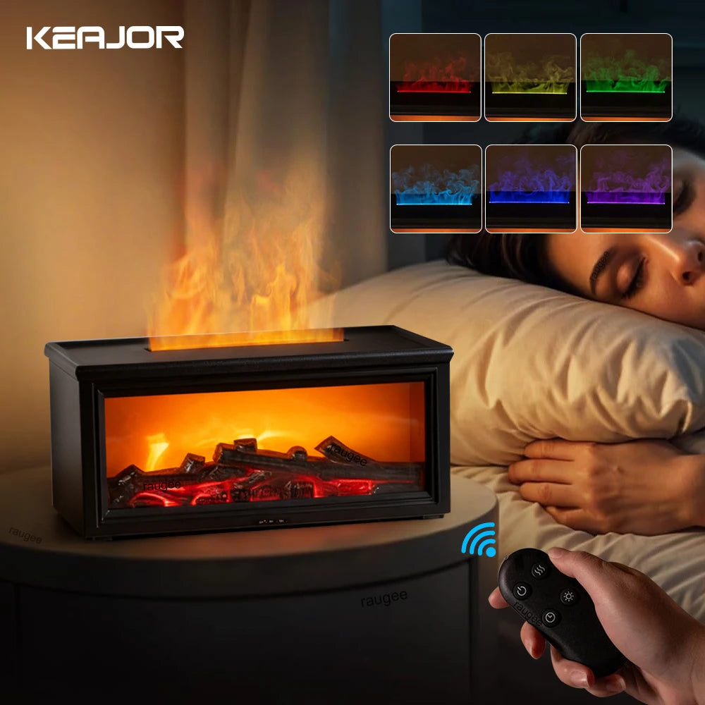 Difusor de Aromaterapia Ultrassónico com Efeito Chama — Humidificador e Óleos Essenciais | AlivioPrime