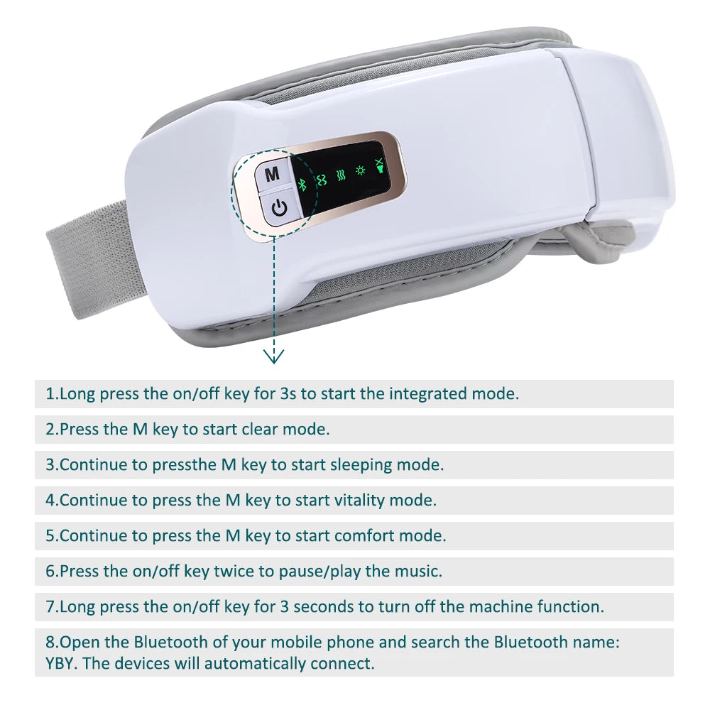 Massageador de Olhos Inteligente — 5 Modos, Calor e Música Bluetooth
