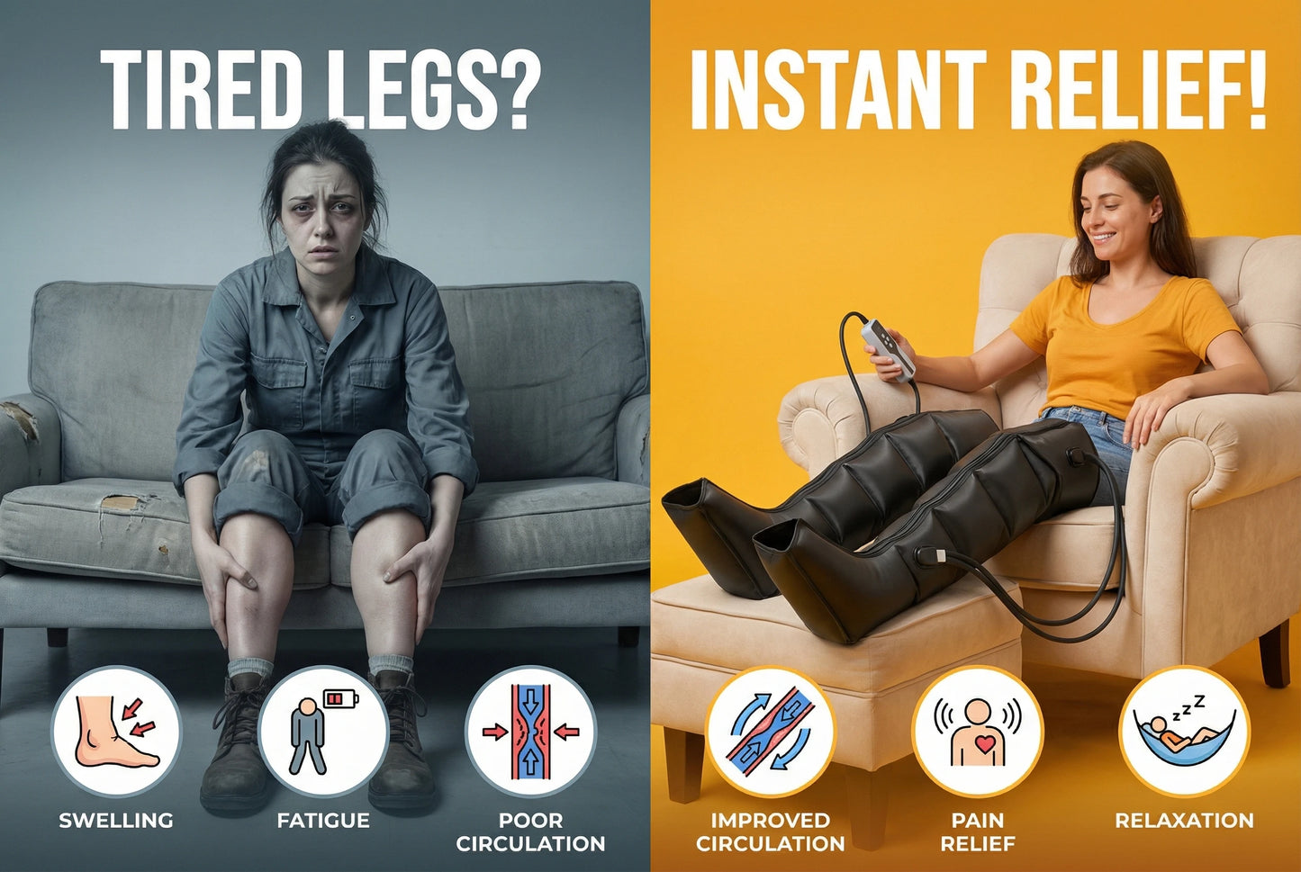 Botas Massageadoras de Pernas com Compressão de Ar